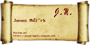 Jenes Márk névjegykártya